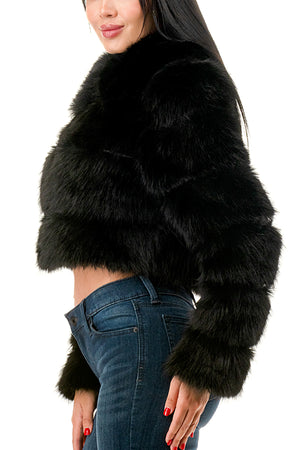 J24021 - All Over Fuzzy Fur Zip Up Jacket