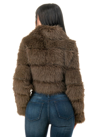 J24021 - All Over Fuzzy Fur Zip Up Jacket