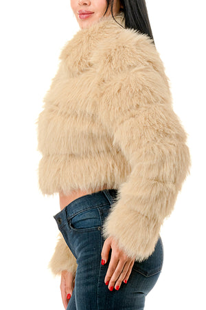 J24021 - All Over Fuzzy Fur Zip Up Jacket