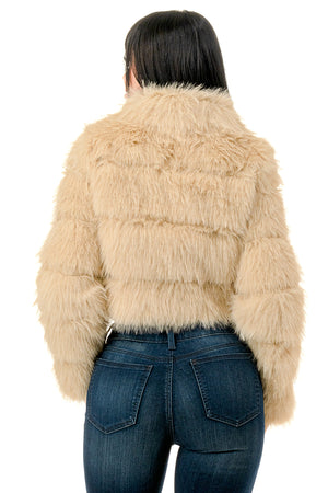 J24021 - All Over Fuzzy Fur Zip Up Jacket