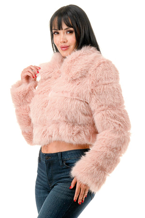 J24021 - All Over Fuzzy Fur Zip Up Jacket