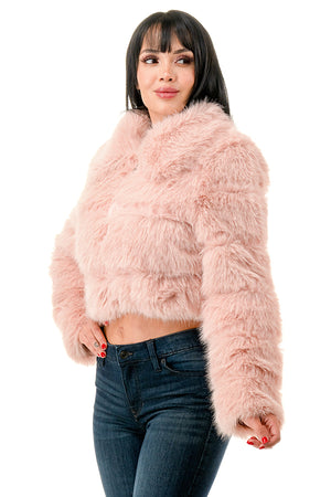 J24021 - All Over Fuzzy Fur Zip Up Jacket