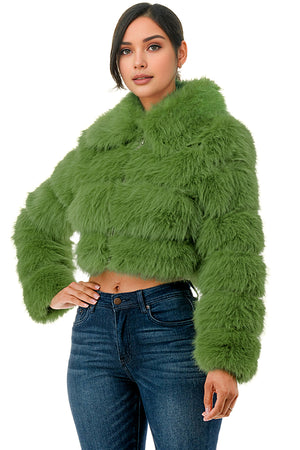 J24021 - All Over Fuzzy Fur Zip Up Jacket