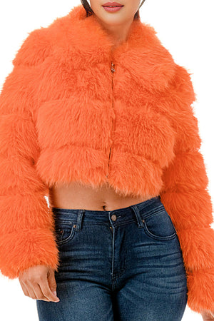 J24021 - All Over Fuzzy Fur Zip Up Jacket