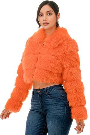 J24021 - All Over Fuzzy Fur Zip Up Jacket