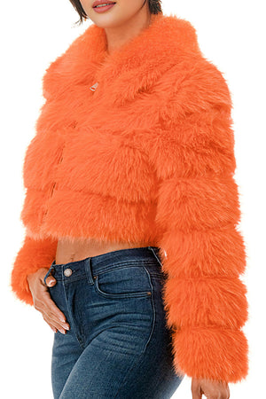 J24021 - All Over Fuzzy Fur Zip Up Jacket