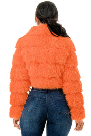 J24021 - All Over Fuzzy Fur Zip Up Jacket