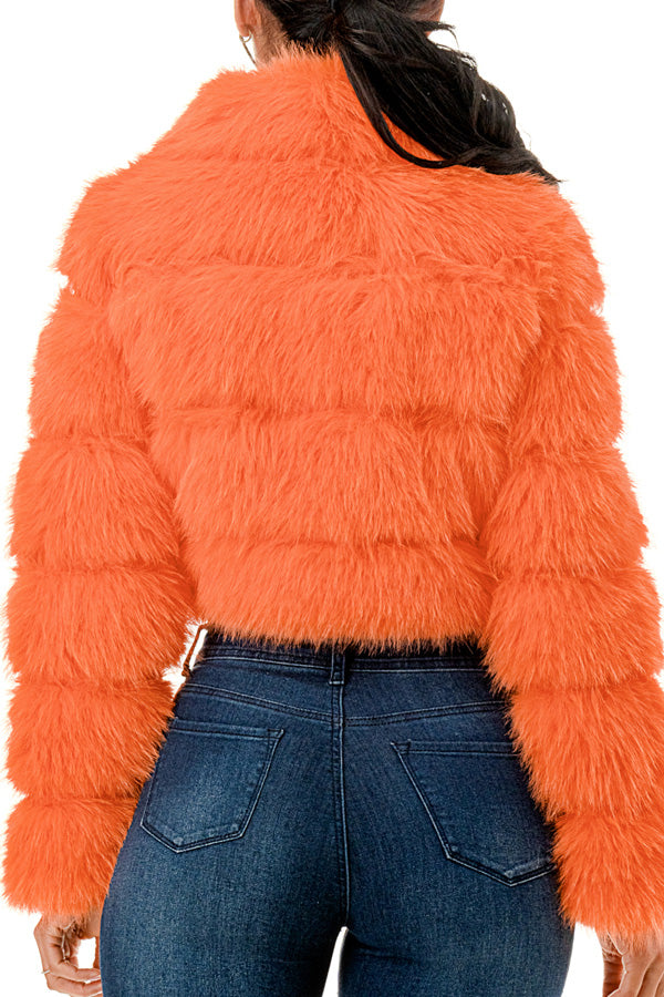 J24021 - All Over Fuzzy Fur Zip Up Jacket