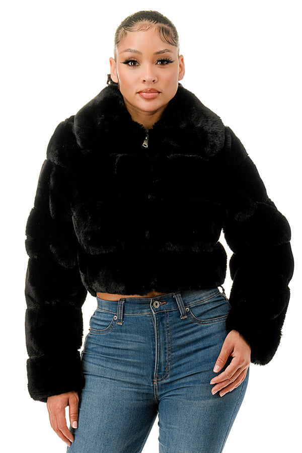 J896 - All Over Fur Collared Jacket