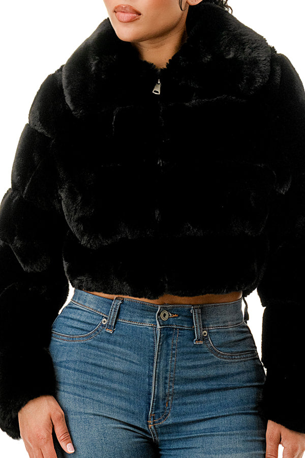 J896 - All Over Fur Collared Jacket