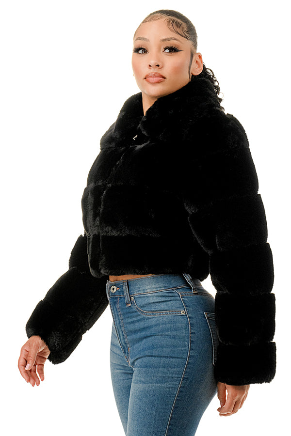 J896 - All Over Fur Collared Jacket