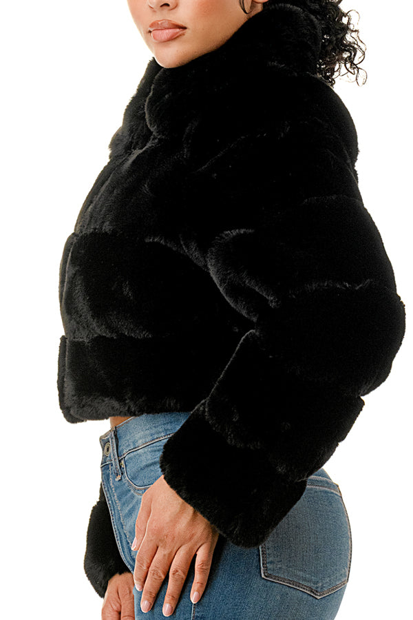 J896 - All Over Fur Collared Jacket