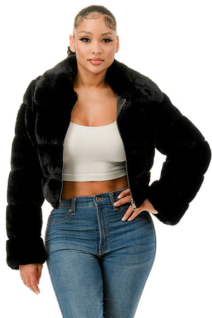 J896 - All Over Fur Collared Jacket