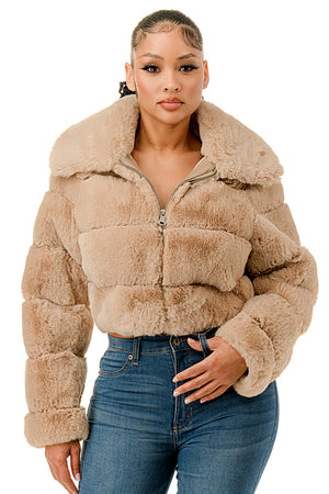 J896 - All Over Fur Collared Jacket