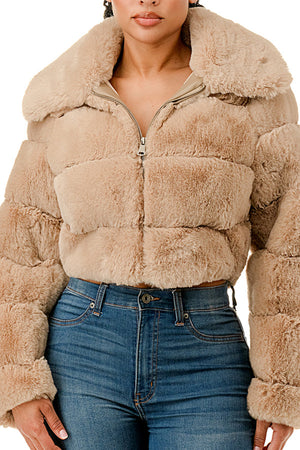 J896 - All Over Fur Collared Jacket