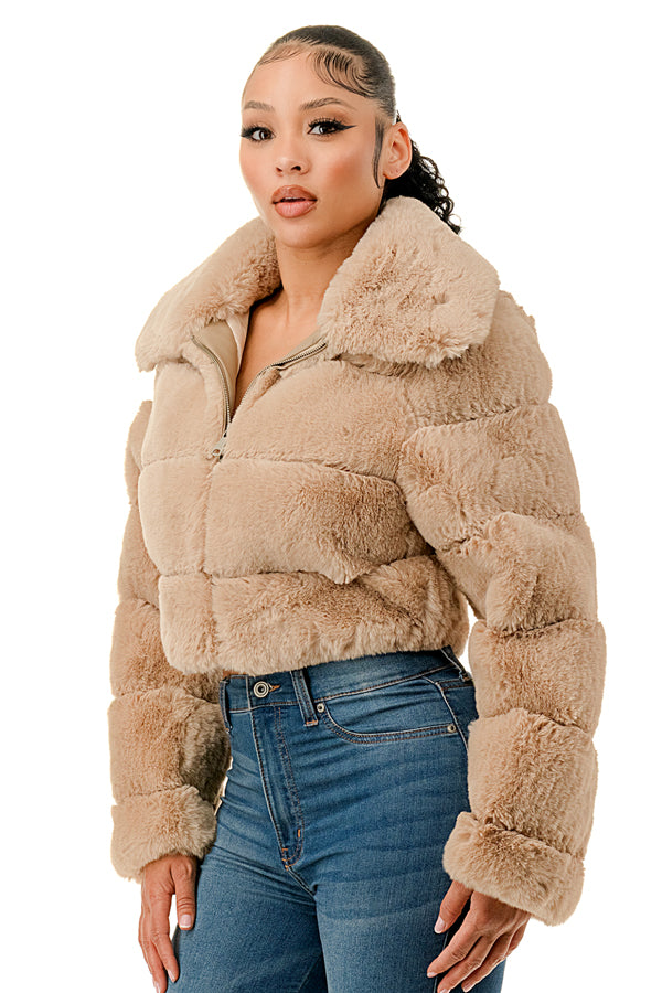 J896 - All Over Fur Collared Jacket