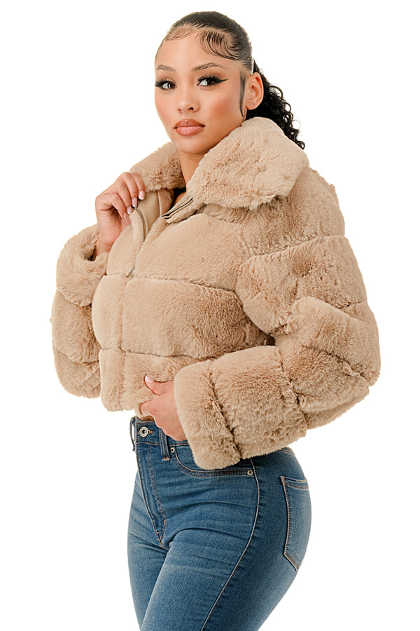 J896 - All Over Fur Collared Jacket