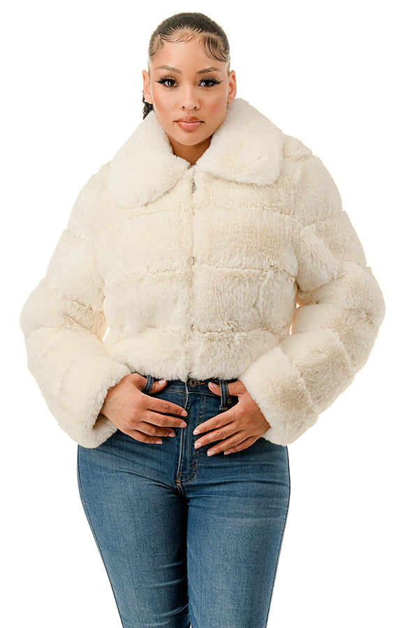 J896 - All Over Fur Collared Jacket