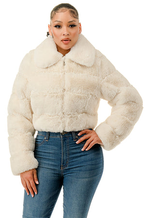 J896 - All Over Fur Collared Jacket