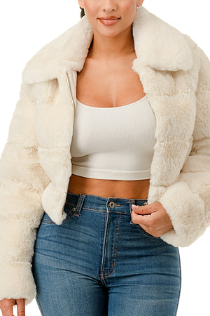 J896 - All Over Fur Collared Jacket