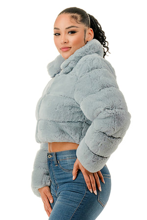 J897 - All Over Fur High Neck Jacket