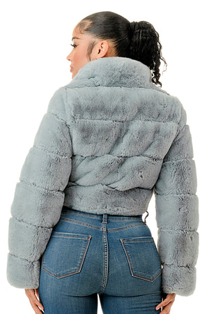 J897 - All Over Fur High Neck Jacket