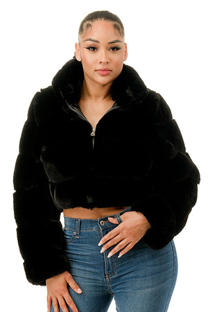 J897 - All Over Fur High Neck Jacket