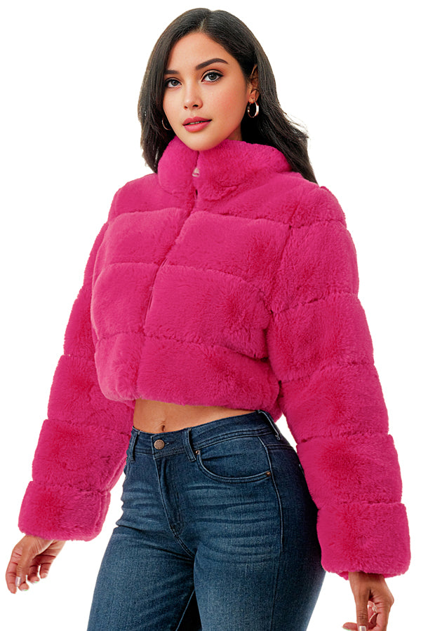 J897 - All Over Fur High Neck Jacket