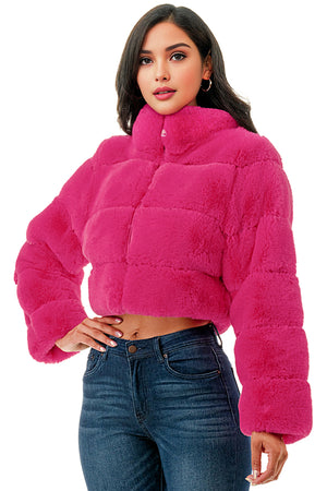 J897 - All Over Fur High Neck Jacket