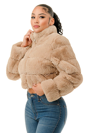 J897 - All Over Fur High Neck Jacket