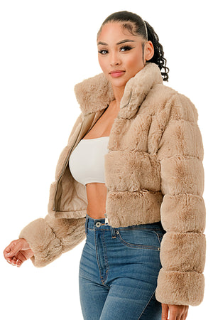 J897 - All Over Fur High Neck Jacket