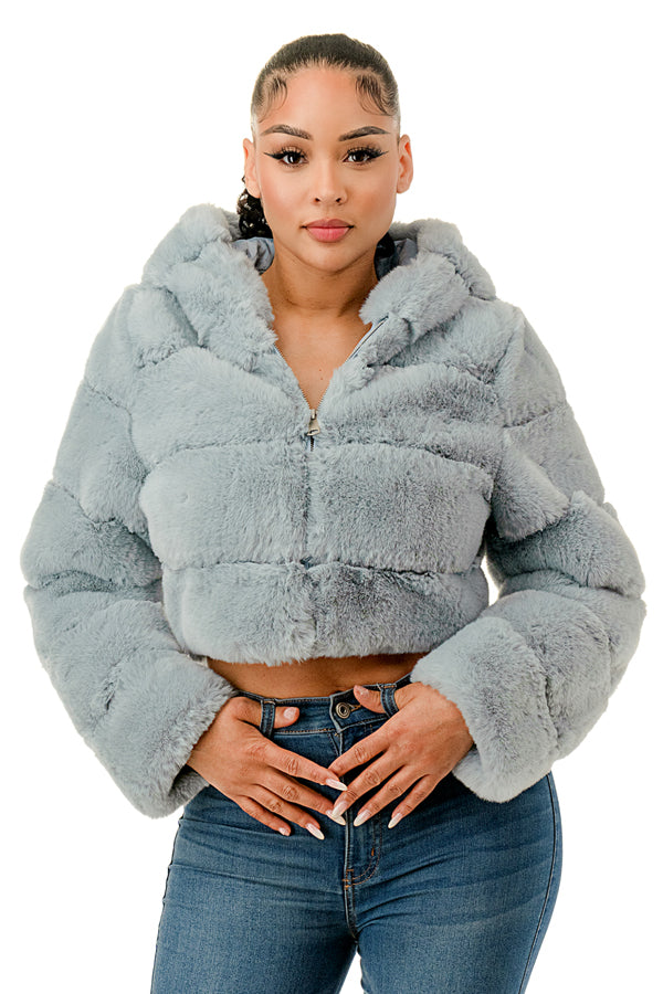 J898 - All Over Fur Hoodie Jacket