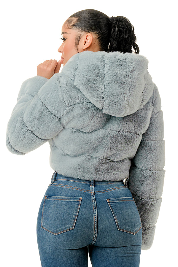 J898 - All Over Fur Hoodie Jacket