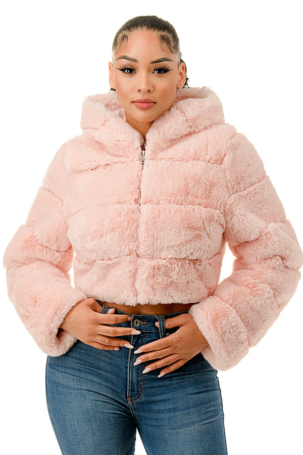 J898 - All Over Fur Hoodie Jacket