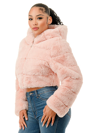 J898 - All Over Fur Hoodie Jacket