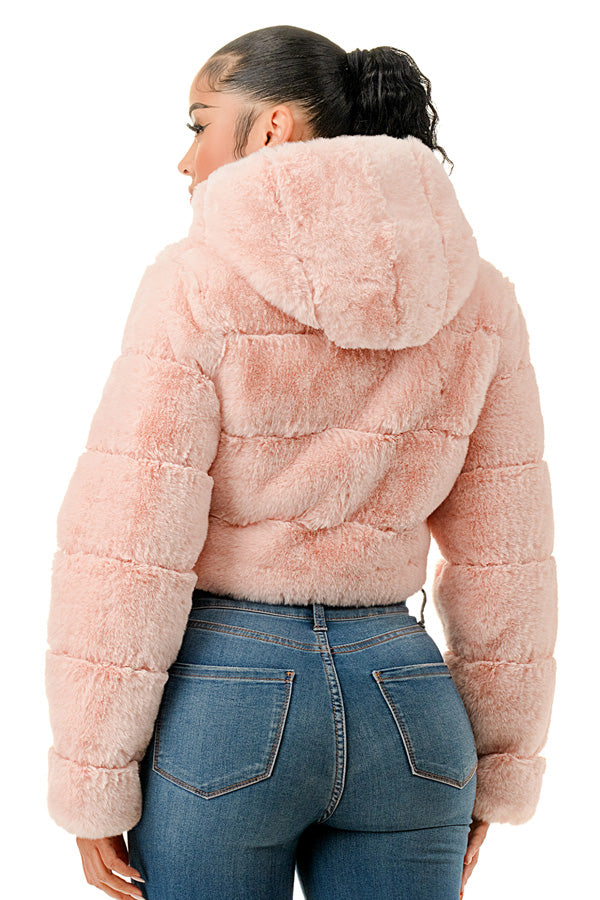 J898 - All Over Fur Hoodie Jacket