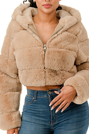 J898 - All Over Fur Hoodie Jacket