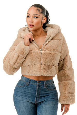 J898 - All Over Fur Hoodie Jacket