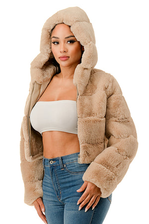 J898 - All Over Fur Hoodie Jacket