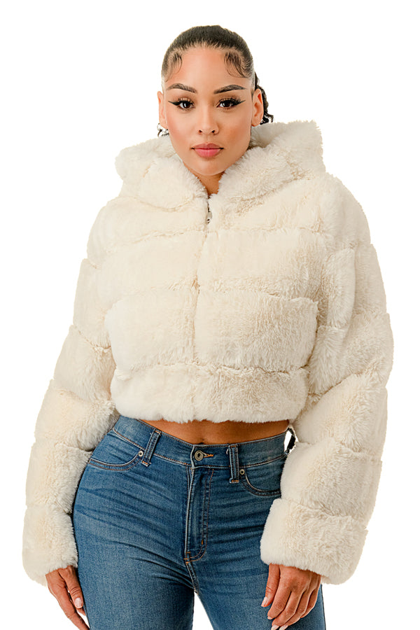 J898 - All Over Fur Hoodie Jacket