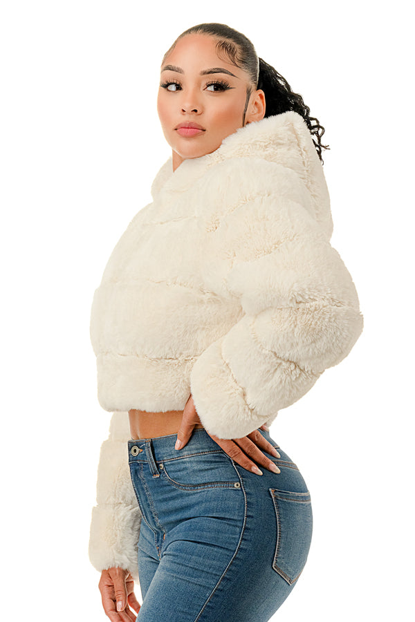 J898 - All Over Fur Hoodie Jacket