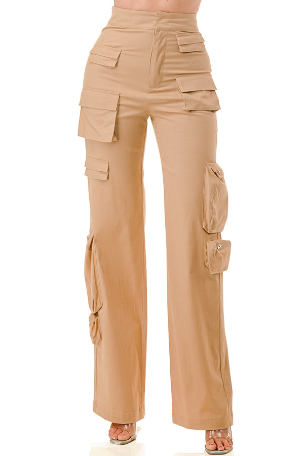 P2360 - Stretchy Twill Cargo Pants with Multiple Pockets