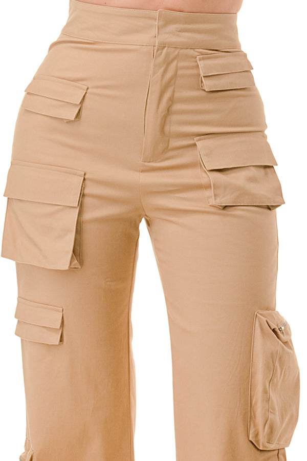 P2360 - Stretchy Twill Cargo Pants with Multiple Pockets