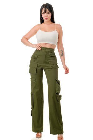 P2360 - Stretchy Twill Cargo Pants with Multiple Pockets