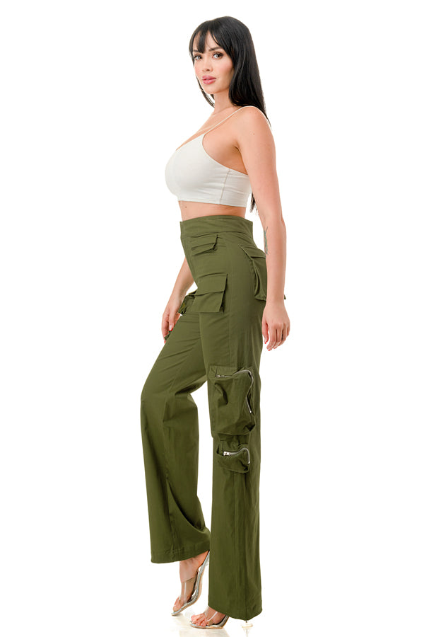 P2360 - Stretchy Twill Cargo Pants with Multiple Pockets
