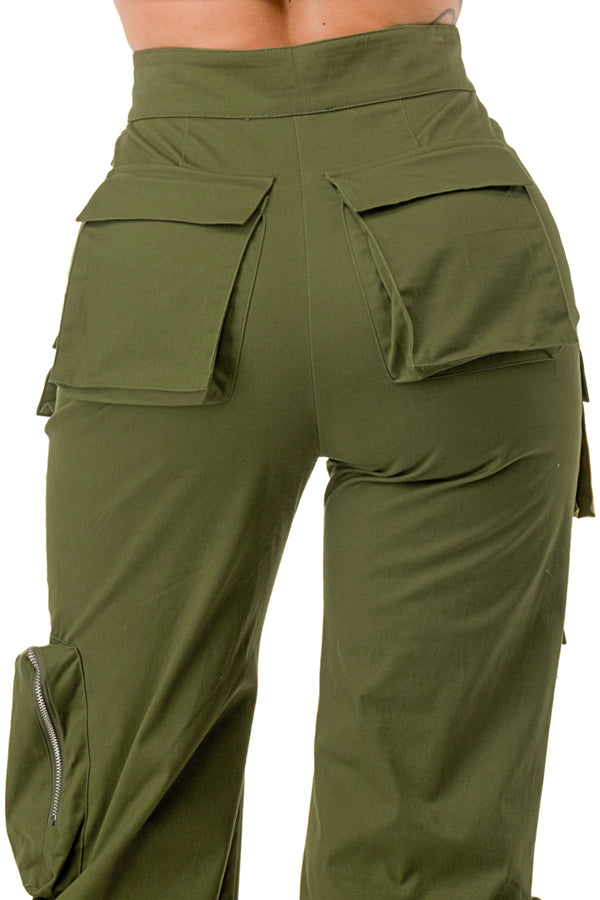 P2360 - Stretchy Twill Cargo Pants with Multiple Pockets