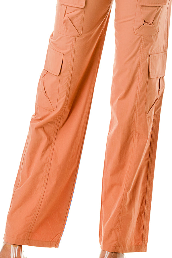 P2374 - Woven Waist Tie Cargo Pants