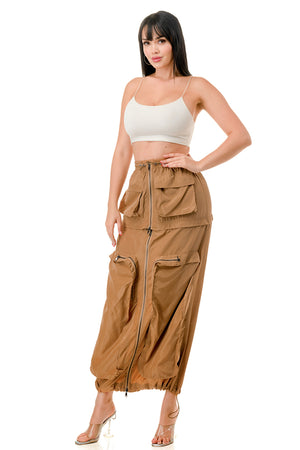 P2408 - Woven Midi Skirt