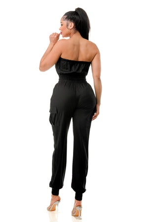 RJ1211 - Linen Tube Top Jumpsuit