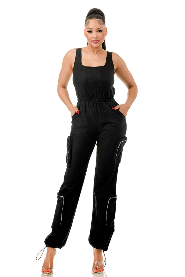 Belted Cargo Pocketed Bandeau Jumpsuit - Buy Fashion Wholesale in